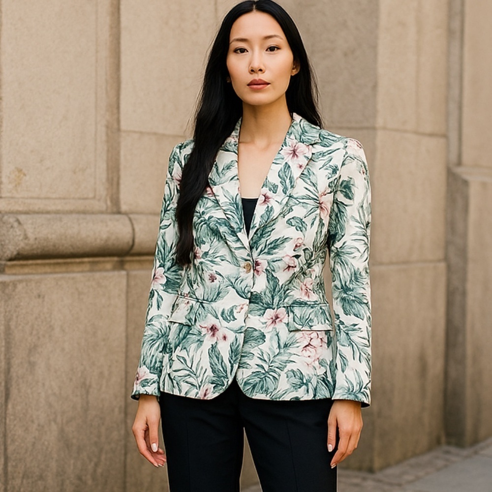 Laurie Felt Los Angeles Tropical Blazer – XXS, Linen Cotton Blend, Unlined